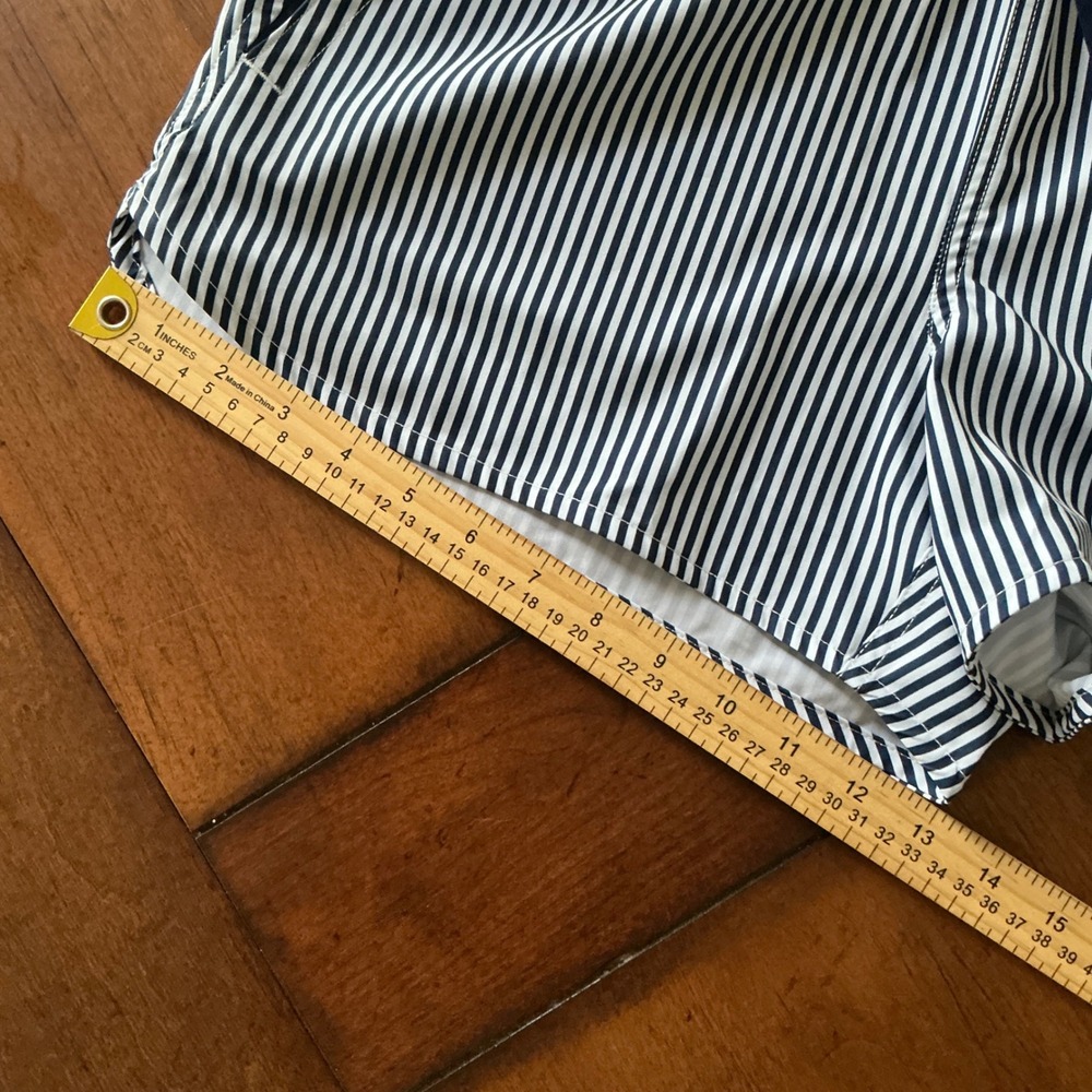 Lands End Navy White Striped Board Shorts Womens 10 Elastic Drawstring Swim - Picture 5 of 7